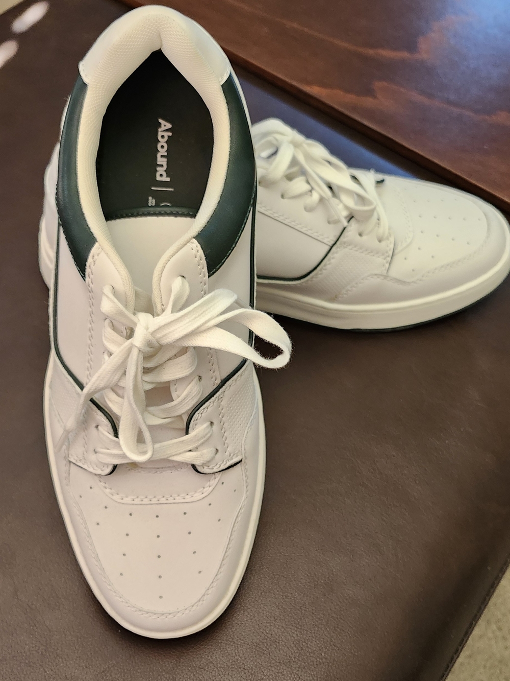 Abound Men's White Sneakers with Dark Green Accents